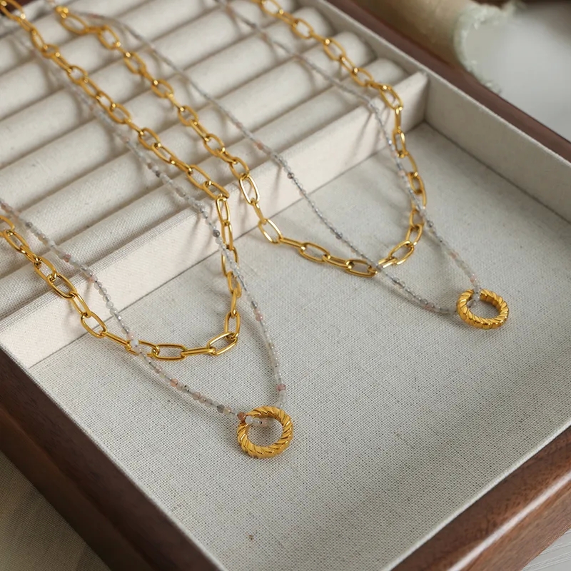 yaniv fine jewelry Exclusive Waterproof 18K Gold Plated Double fine jewelry affordable Layer Natural Stone Beaded Necklace – One-of-a-Kind Deal knights fine jewelry