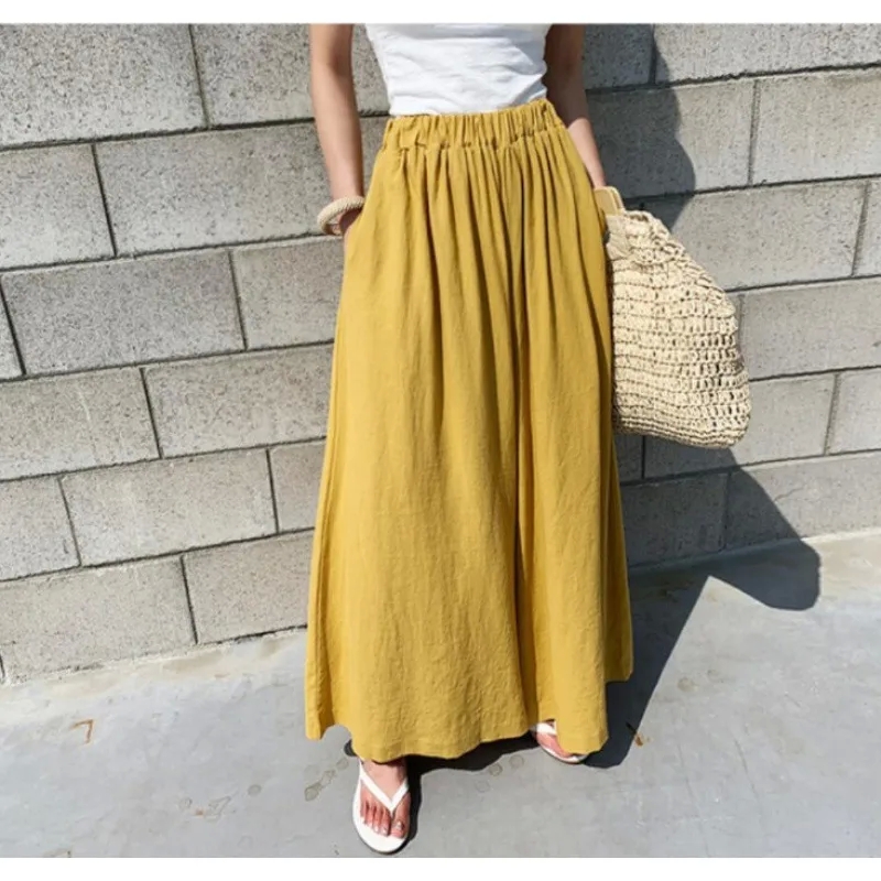 yaya women's clothing "Branded Boho-Inspired Men's Cotton-Linen Pleated Wide-Leg woman clothes 5x Pants – Solid Color Casual Bottoms" upscale women's clothing