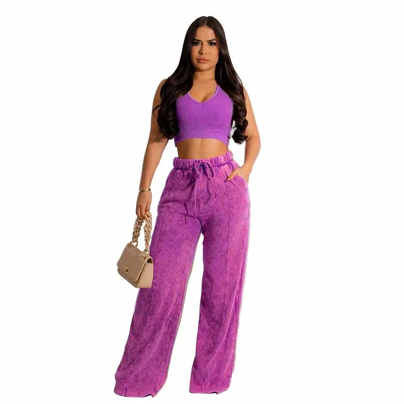 yorkdale women's clothing stores "Eco-Chic Wholesale womens 90s clothes outfit Women's Sustainable Polyester Patchwork Pants Set | Weatherproof Boho Streetwear" 80s women clothing