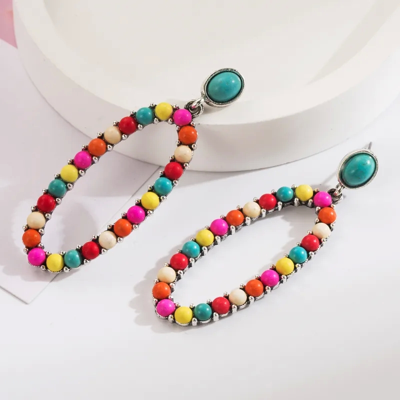 young men's fashion jewelry Exclusive Polished Turquoise Silver Drop Earrings - Premium Glistening Alloy, Modern Color Block Design, Vacation isola 54- fashion jewelry rapallo foto Style ab fashion jewelry