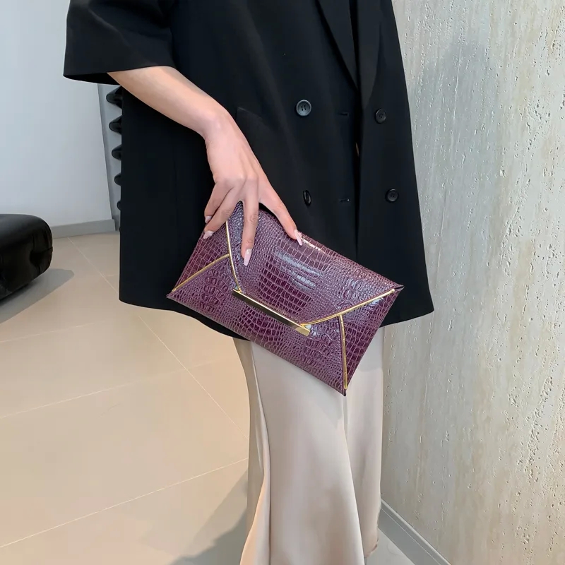 zara bags women Luxury Handmade Women's PU Leather Vintage Crocodile Envelope Clutch Bag – Timeless, Durable, Polished 0711 bags Elegance bags sale
