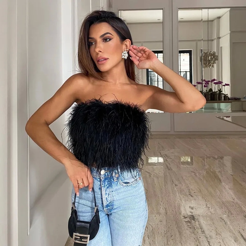 40's era women's clothing "Modern Minimalist Feather Spliced Tank macy's women's clothing Tops – Luxury Feel Festival Fashion Affordable Gift for Women" australian women's clothing brands