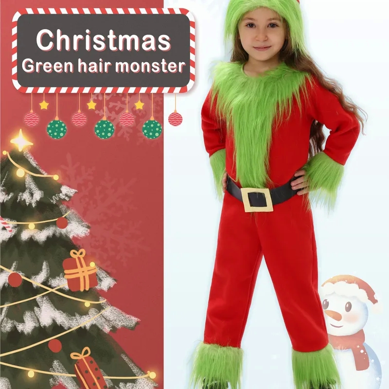 baby hut kids shopee Wholesale Christmas Green Fur baby kids jordans Monster Costume: Waterproof, Scratch-Resistant, Skin-Friendly Ethnic Party Dress for Kids & Festivals baby boys occasion wear