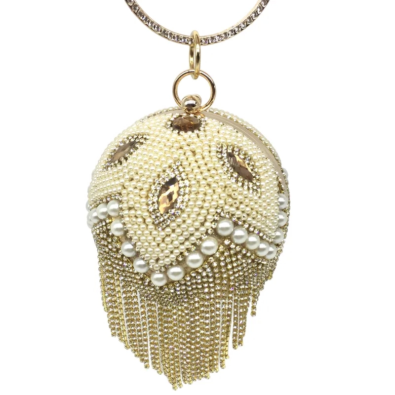 bags wholesale "Ethically Made bags per yard of concrete Bohemian Sparkling Tassel Pearl Evening Bag – Grunge Gold & Silver Rhinestone Clutch" 2 cabin bags ryanair