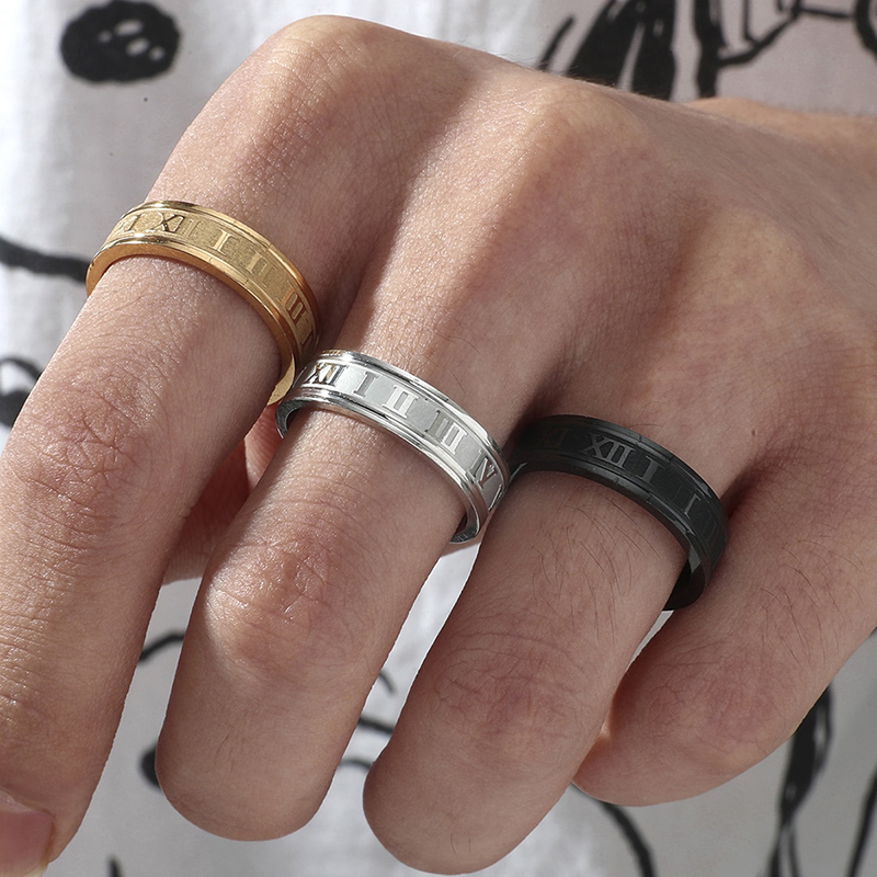 cartier men's jewelry Vintage-Inspired Artisan Roman Numeral Men's Ring Set – Gift-Ready Simple Style for best men's jewelry reddit Him mens jewellery 30th birthday