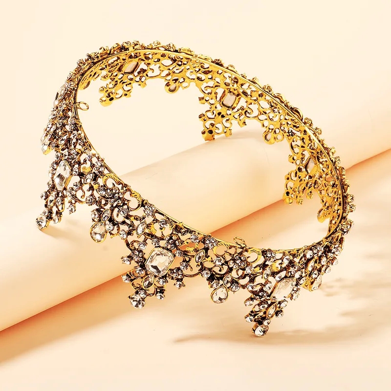 claire's hair accessories Elegant Baroque Diamond Alloy Retro Bridal Crown – hair accessories bows Timeless Delicate & Waterproof Round Tiara for Brides hair accessories 90s fashion