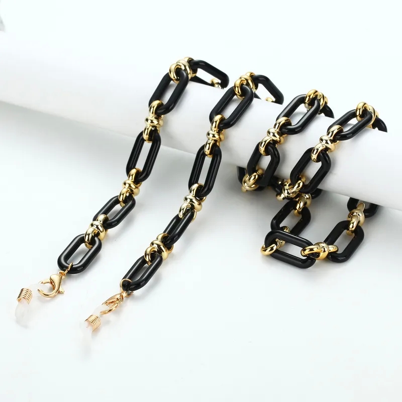 eco-friendly "Limited-Time Unisex rustic Weatherproof Silica Gel Glasses Chain – Skin-Friendly Geometric Resin Everyday Jewelry" vibrant