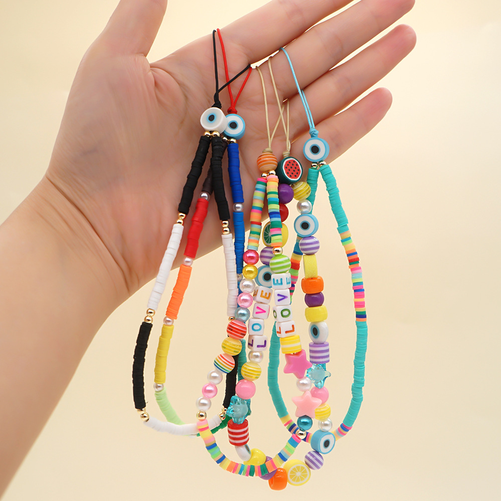 fashion accessories for boys Sustainable Ethnic fashion accessories name ideas Gradient Beaded Devil's Eye Tarnish-Resistant Spring-Summer Mobile Phone Chain christmas fashion accessories