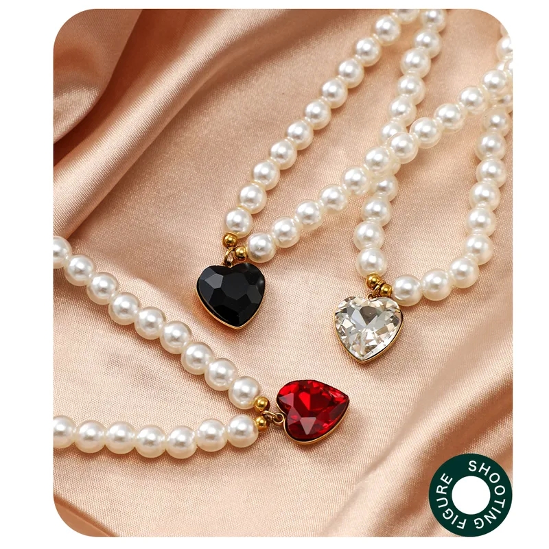 fashion jewelry outlet woodbridge Exclusive Vintage fashion jewelry venta por mayor Heart Pendant Necklace – Premium Stainless Steel & Acrylic Pearl Beaded Women's Jewelry, Tailor-Made Elegance fashion jewelry at macy's