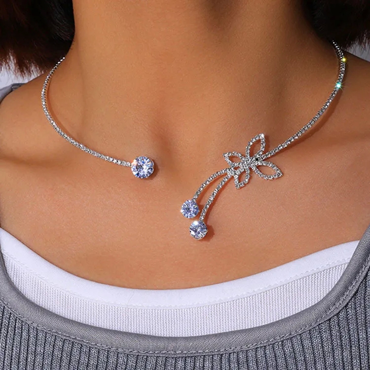 fashion jewelry venta por mayor "Playful Glistening Rhinestone Choker: Masculine Elegance in Butterfly Alloy Design – Wholesale Women's fashion jewelry downtown los angeles Necklace" quality fashion jewelry brands