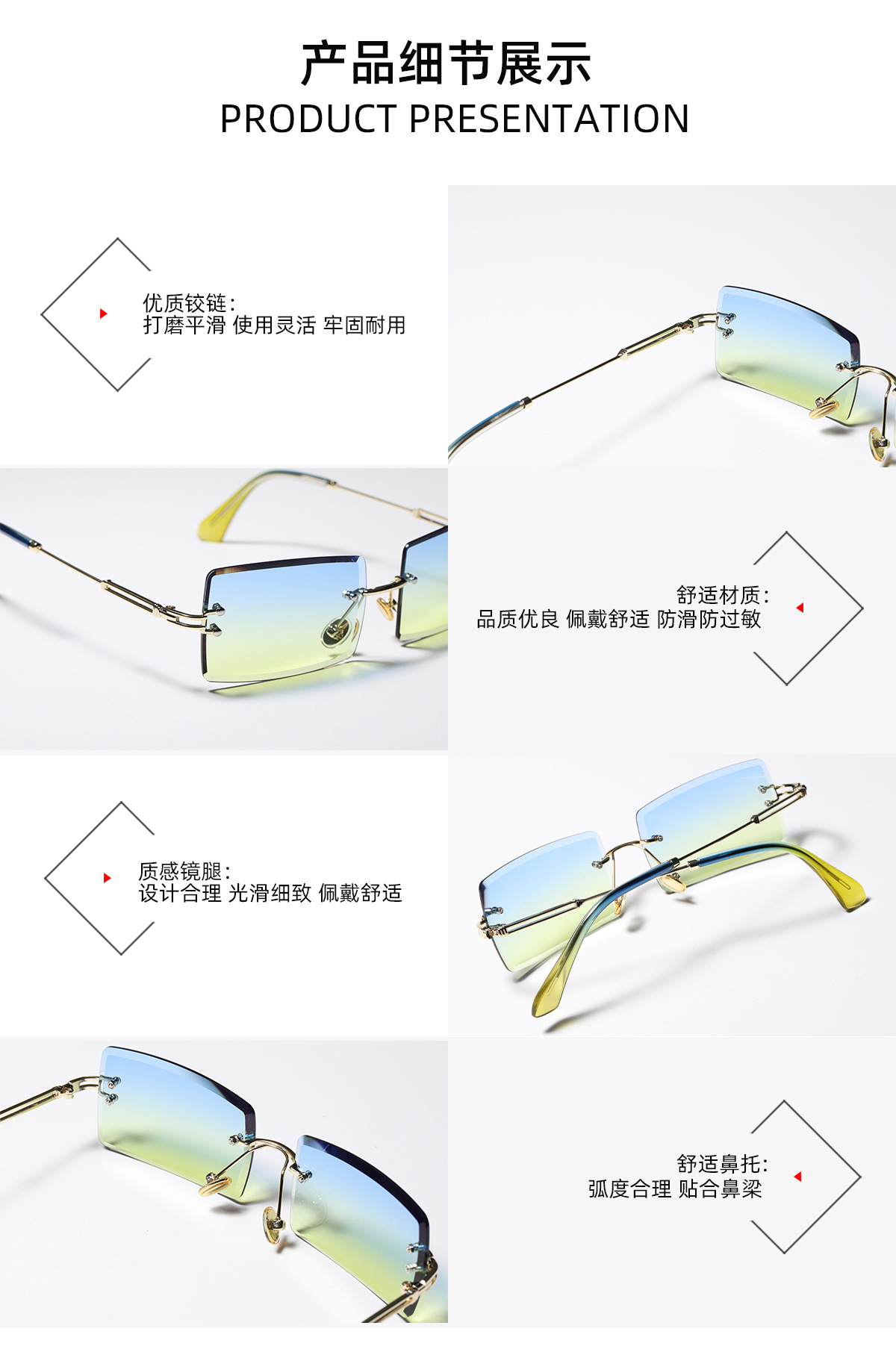 festival fashion Wholesale Retro Bohemian Diamond-Trim Transparent Glasses – Durable budget-friendly & High-End Jewelry Accessories refined elegance