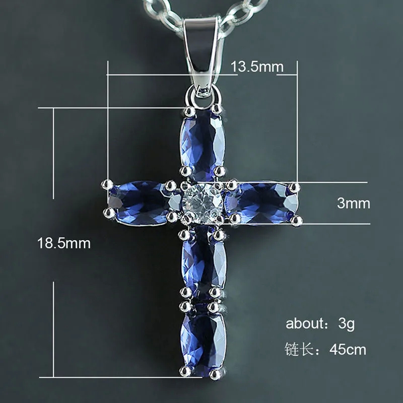 fine jewelry 210 "Luxury Lightweight Copper Inlaid Blue Zircon fine jewelry ysl Cross Pendant Necklace – Ethically Made Limited Stock" ozel fine jewelry