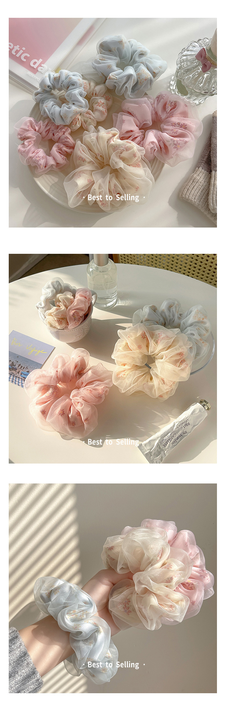 hair accessories for pixie cut Artisanal hair accessories organiser box Unisex Floral Gauze Hair Tie – Genuine Branded Design, 1pc Wholesale hair accessories list