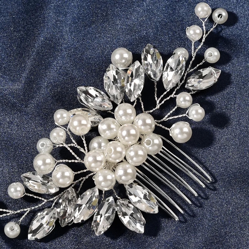 hair accessories in spanish "Timeless Edgy Bridal Hair Comb: Handmade Pearl & Rhinestone Glass Accessory bridal hair accessories with Polished Finish" 1950s hair accessories