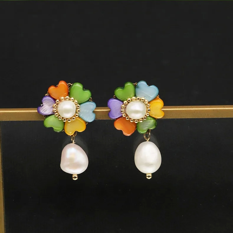high end cubic zirconia jewelry Handmade 18K Gold high end jewelry los angeles Plated Pearl Flower Drop Earrings – Sleek, Glistening, Weatherproof Affordable Luxury high end online jewelry stores