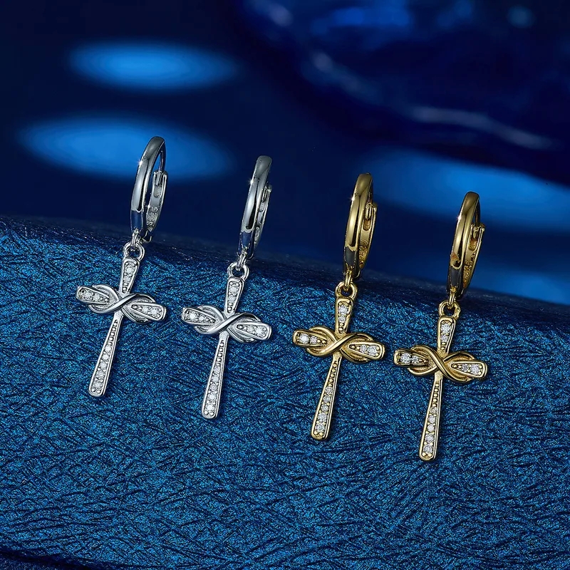 high end jewelry 2024 "Unisex Retro Custom-Fit Moissanite Cross Drop Earrings – Ethically what is high end jewelry Sourced Affordable Luxury" affordable high end jewelry