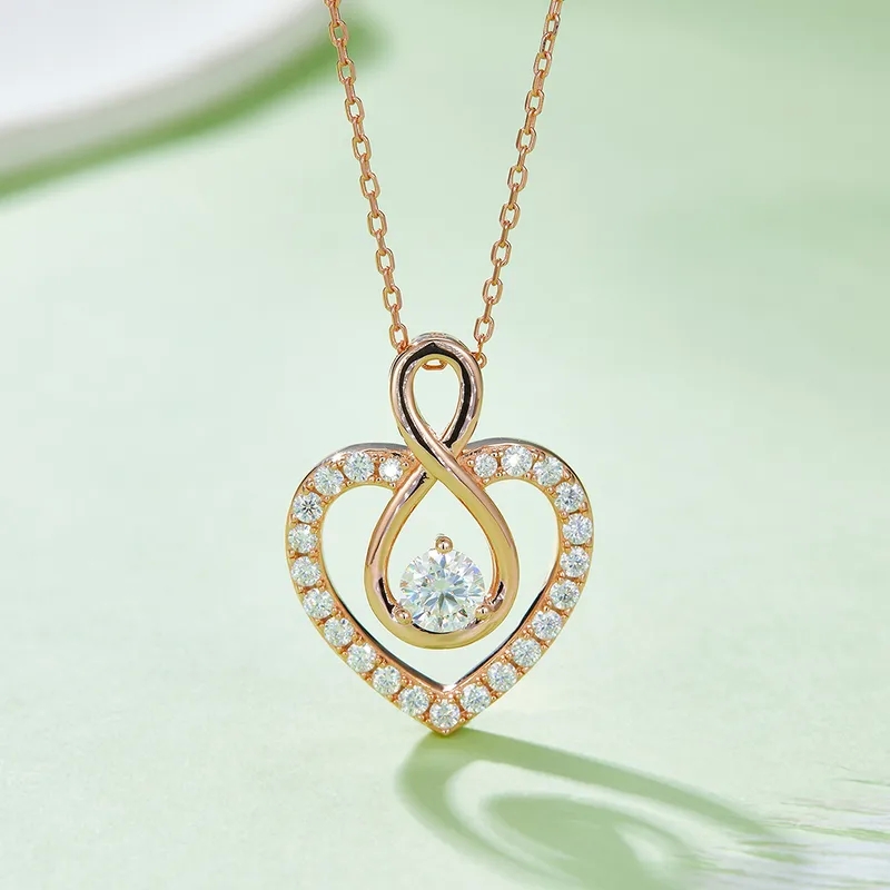 high end jewelry buyers near me 1.0ct VVS1-VVS2 Round Moissanite Infinity Heart Pendant Necklace – Timeless Ethically high quality turquoise jewelry Made Discounted Fashion Must-Have supplier of high end jewelry