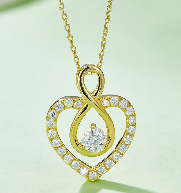 high end jewelry chicago 1.0ct VVS1-VVS2 Round Moissanite Infinity Heart high end jewelry los angeles Pendant Necklace – Timeless, Ethically Made, Discounted Fashion Must-Have high end diamond jewelry