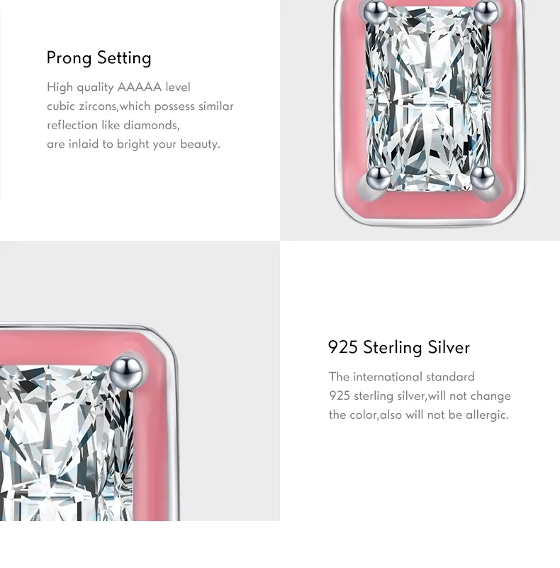 high end jewelry stores las vegas Bold Sleek Polished 925 Sterling real high end jewelry Silver Zircon Rectangle Stud Earrings – Wholesale Pair high end jewelry online