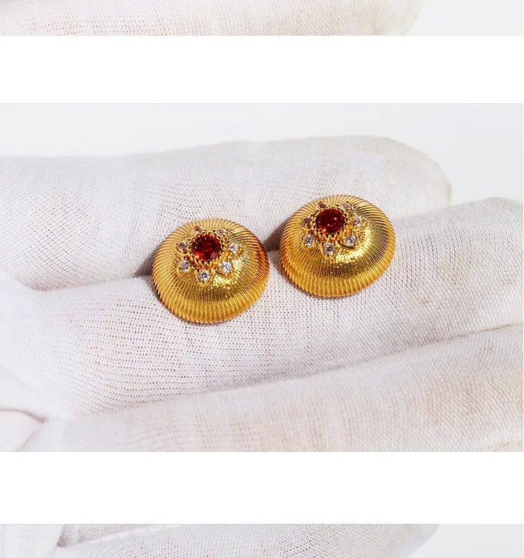 high end jewelry stores nyc Luxury Custom-Fit 24K Gold Plated Brass high end jewelry box Zircon Round Stud Earrings – Elegant Streetwear for Women affordable high end jewelry brands