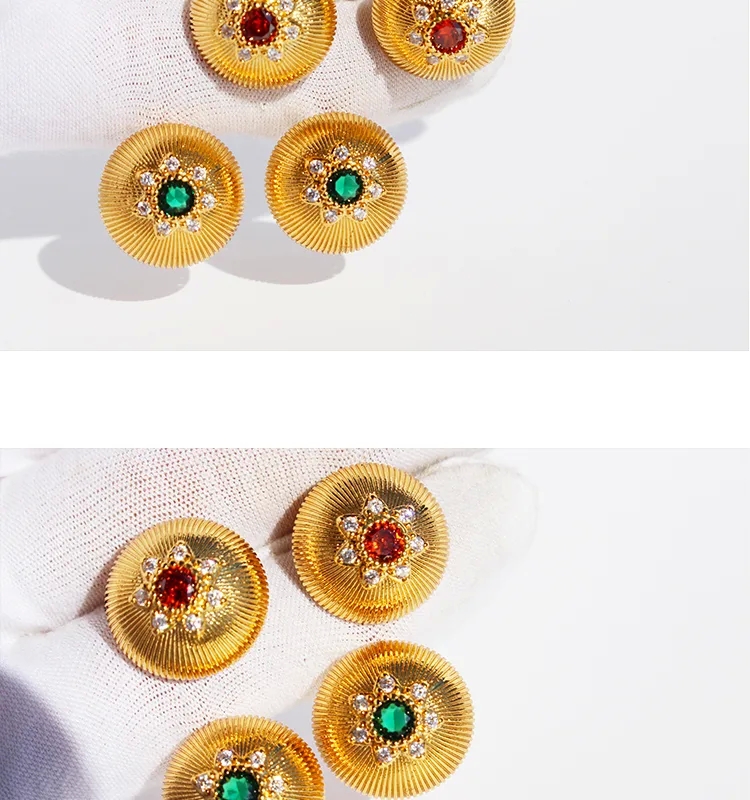 high end jewelry turquoise Luxury Custom-Fit 24K Gold Plated Brass what are high-end jewelry Zircon Round Stud Earrings – Elegant Streetwear for Women high end jewelry buyers near me