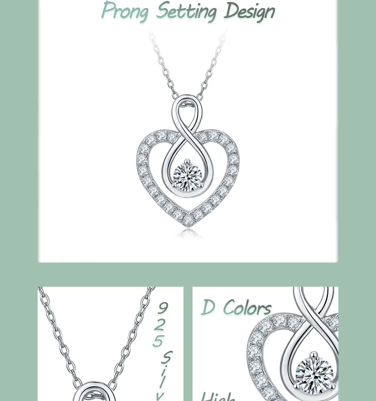 high quality piercing jewelry uk 1.0ct VVS1-VVS2 Round Moissanite Infinity Heart Pendant Necklace – Timeless, Ethically high end ruby jewelry Made, Discounted Fashion Must-Have high end jewelry repair