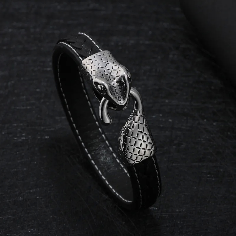 hugo boss men's jewelry "Bold Glam Vintage-Inspired Stainless Steel kohl's men jewelry Snake Head Bracelet – Wholesale Fashion Statement Piece" men's jewelry watches