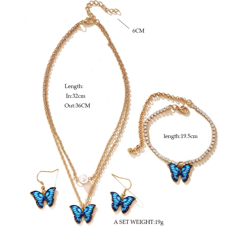 is fashion nova jewelry good Eco-Friendly High-End Butterfly costume jewelry 987 Pendant Set: 3-Piece Alloy Necklace Earrings Bracelet – Premium Seasonal Collection affordable fashion jewelry