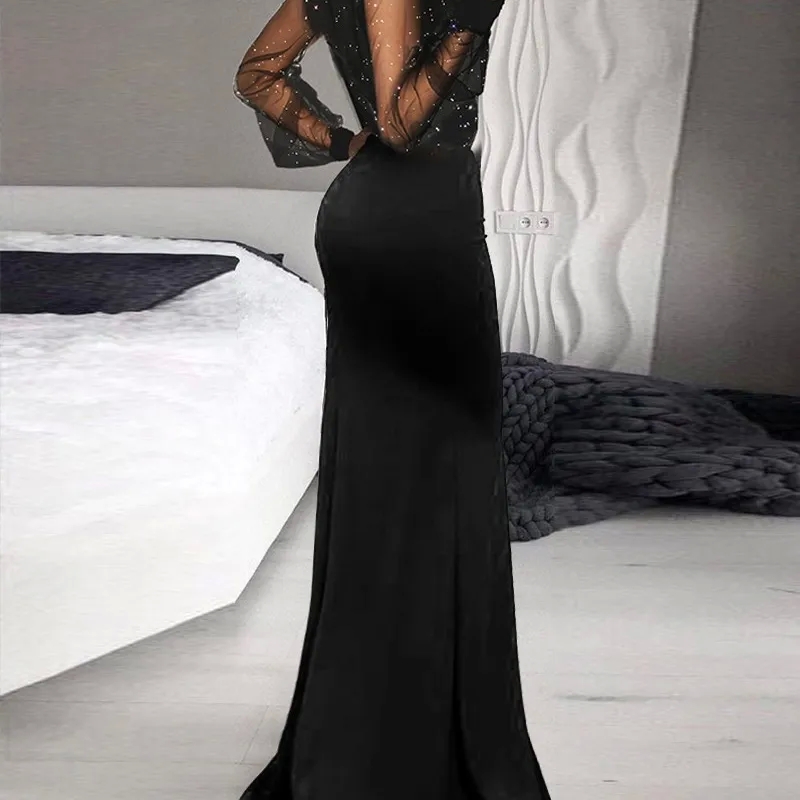 japanese women's clothing brands "Handcrafted V-Neck Patchwork Maxi Dress – women's clothing joplin mo Affordable Celebrity-Style A-Line Long Sleeve Elegance" women's clothing online sale
