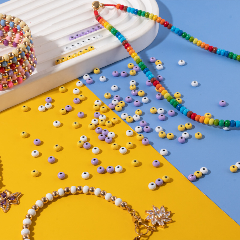 jewelry making necklace Wholesale 50 PCS 4mm Bold Polished Arylic Beads, Tarnish-Resistant, Multifunctional, Simple Elegance, 1~1.9mm chains for jewelry making Hole jewelry making kits for beginners