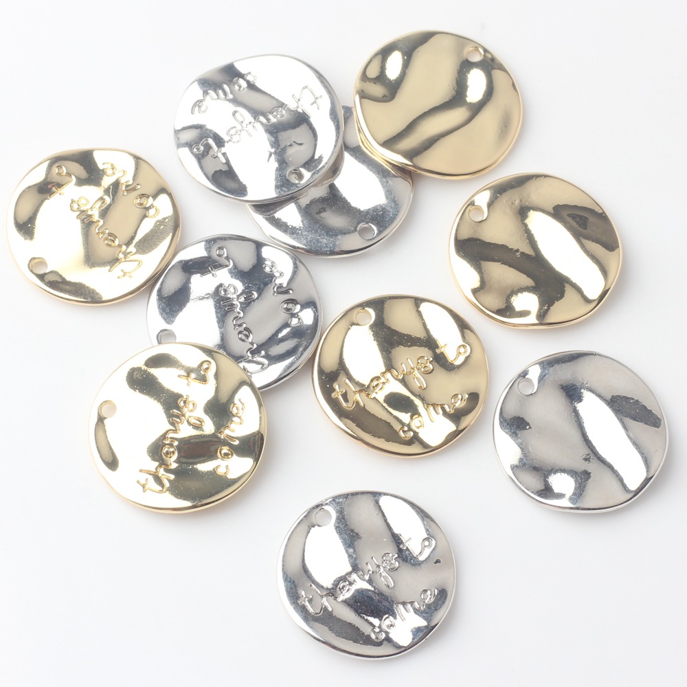 jewelry market 2023 Wholesale 10-Pack 19mm Polished Alloy Round Letter Pendants - Authentic 9mm beads for jewelry making & Sleek Design gold beads for jewelry making
