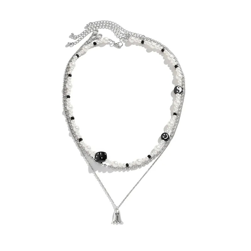 london men's jewelry "Grunge-Inspired men necklace 18k gold Premium Men's Layered Necklace – Solid Acrylic Imitation Pearl & Alloy Beads for Daily Wear" gold men's jewelry near me