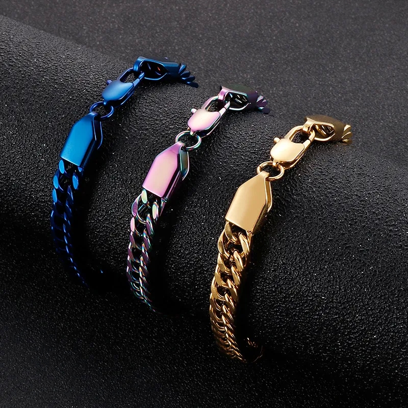 men's jewelry london Wholesale Retro Hip-Hop Jewelry Set: Durable 304 Stainless Steel 18K Gold Plated Bracelet & Necklace - Shiny men's jewelry kohl's & Discounted jewelry design hours