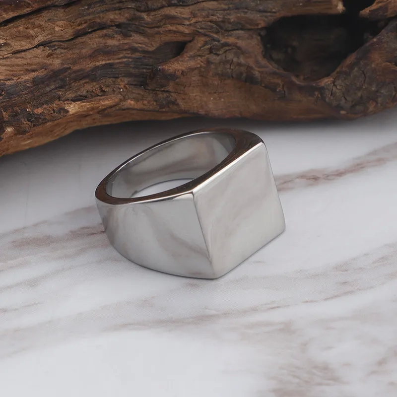 men's jewelry vintage Wholesale Retro Tribal Square Rings - 304 Stainless Steel 18K Gold seekers men's jewelry reviews Plated Polished Safe Classic Design men's jewelry necklaces