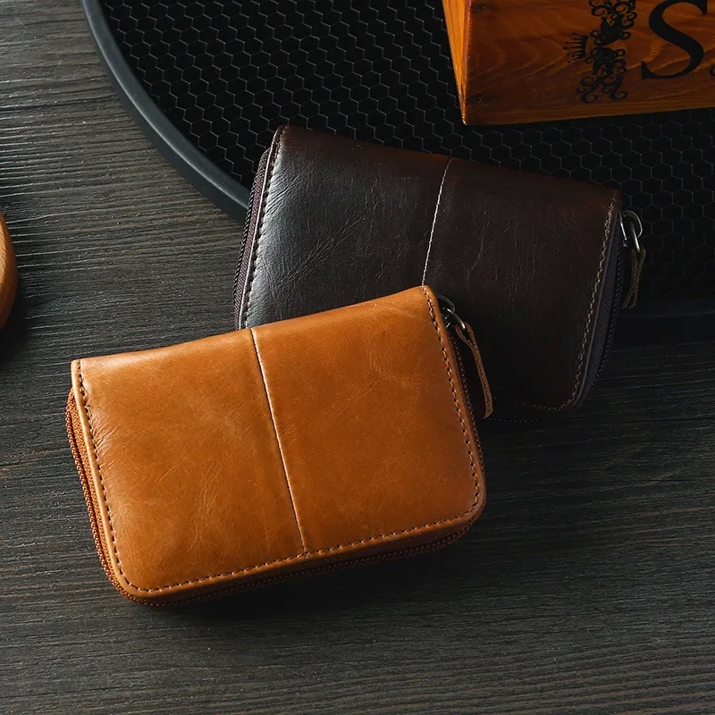 vacuum storage bags Boho Chic RFID Cowhide Card bags definition Holder - Vintage Oil Wax Leather Zipper Coin Purse, Feminine & Playful Organizer bags 2000s