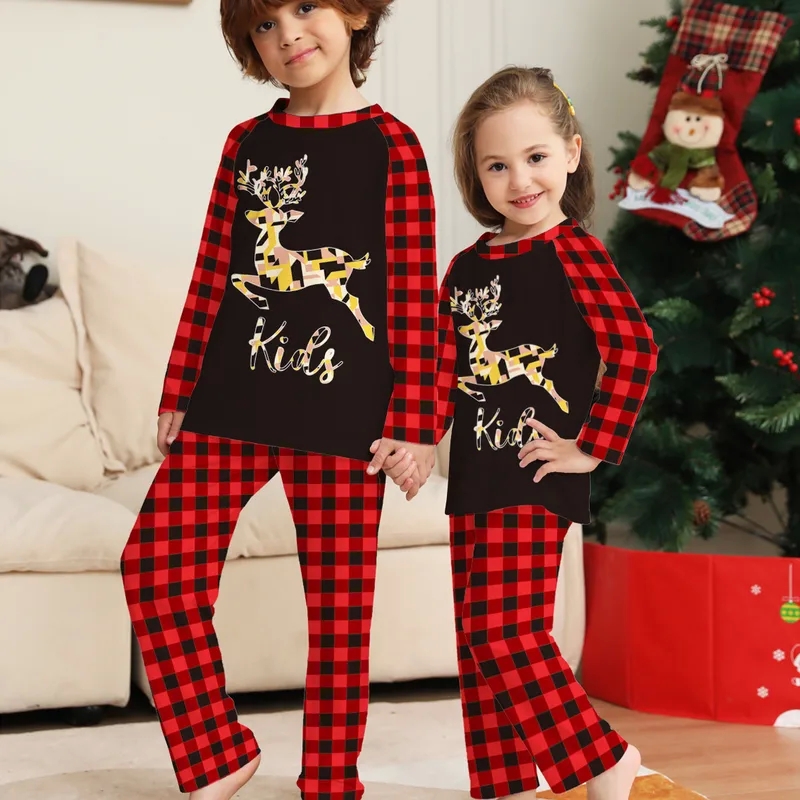 women's 80 clothing style "Elegant Romantic Colorful Deer Print Family 70s black fashion women's clothing Matching Pants Sets - Wholesale Two-Piece Outfits" young women's clothing