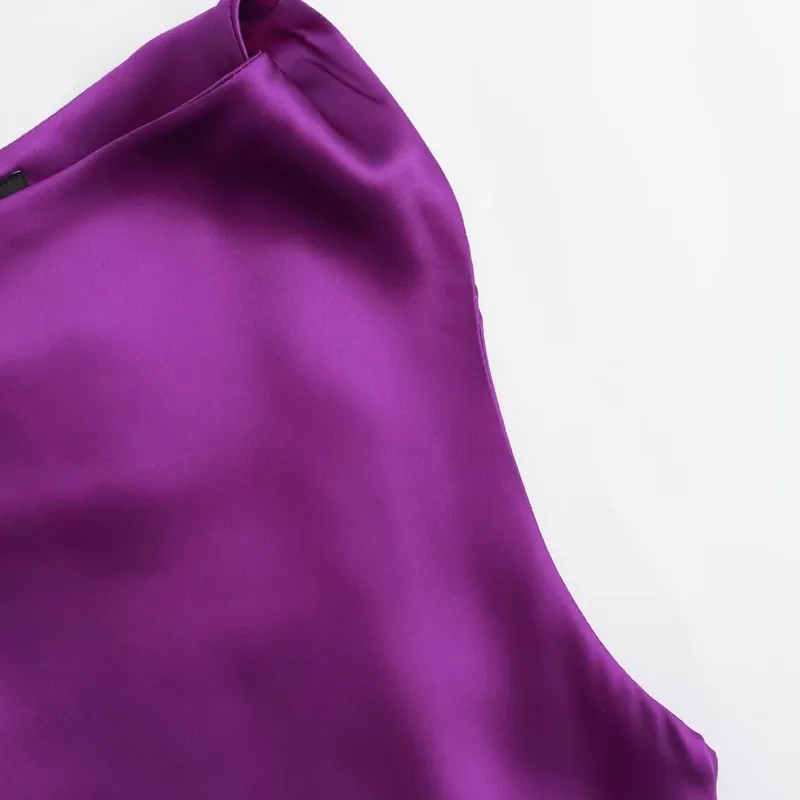 women's clothing 1600s Luxury Glossy Women's Solid Color Maxi Dress - Gift-Ready Round Neck Pleated Sleeveless Streetwear kasper women's clothing Holiday Dress women's clothing workwear