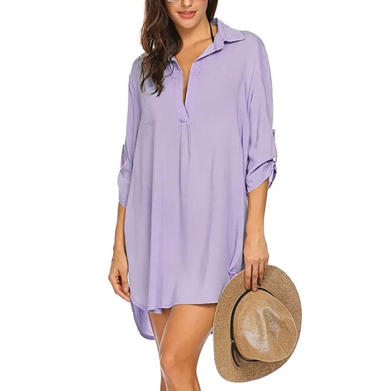 women's clothing usa "Boho Upcycled Deep V-Neck Beach Dress – Sleek Sun Protection j.jill women's clothing Swimsuit Cover-Up Personalized Style" women's clothing elegant
