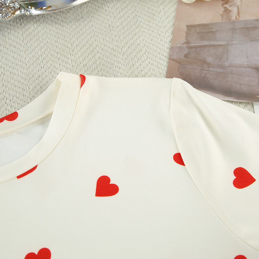 women's clothing yankton sd Wholesale Shiny Waterproof Recycled Polyester Women's 90s women clothing Sweet Heart Pajama Shorts Set women's clothing vacation
