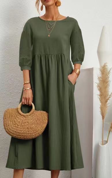 xxs women's clothing Vintage Patchwork Round Neck Maxi Dress - Trendy Antique-Inspired Streetwear women's clothing 98125 for Women, Affordable & Stylish women's clothing outlets