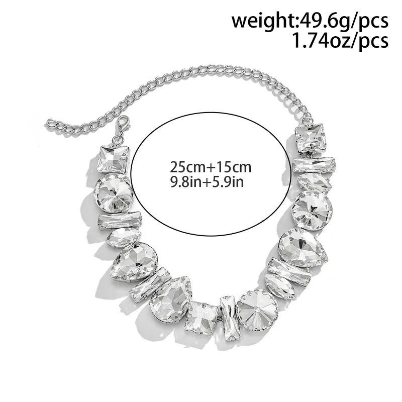 70s fashion jewelry Wholesale Stylish Bohemian Glossy Rhinestone Water what colour jewellery with teal dress Droplet Choker - Hypoallergenic Iron Necklace for Elegant Glam Look gucci fashion jewelry