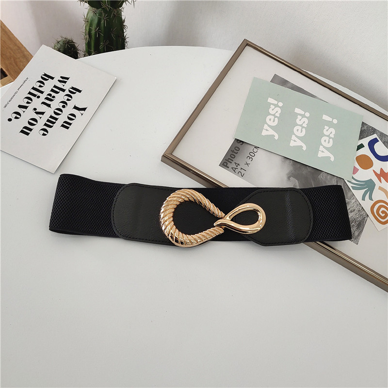 fashion accessories 3d printing Vintage Glossy Oval Water Drop Buckle fashion accessories store Belt – Elastic Wide Strap, Branded & Durable Retro Style fashion accessories gift set