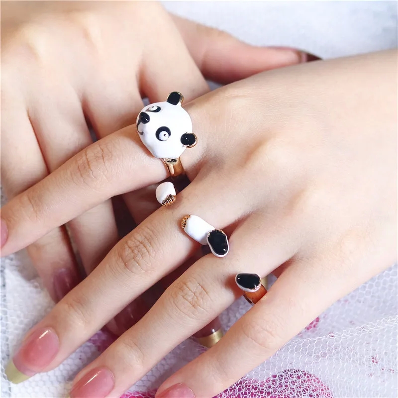 fashion jewelry philippines "Bohemian Chic Delicate Panda Iron Copper Enamel Open Ring for 80s fashion jewelry Women – Wholesale Authentic Style" size 5 fashion jewelry
