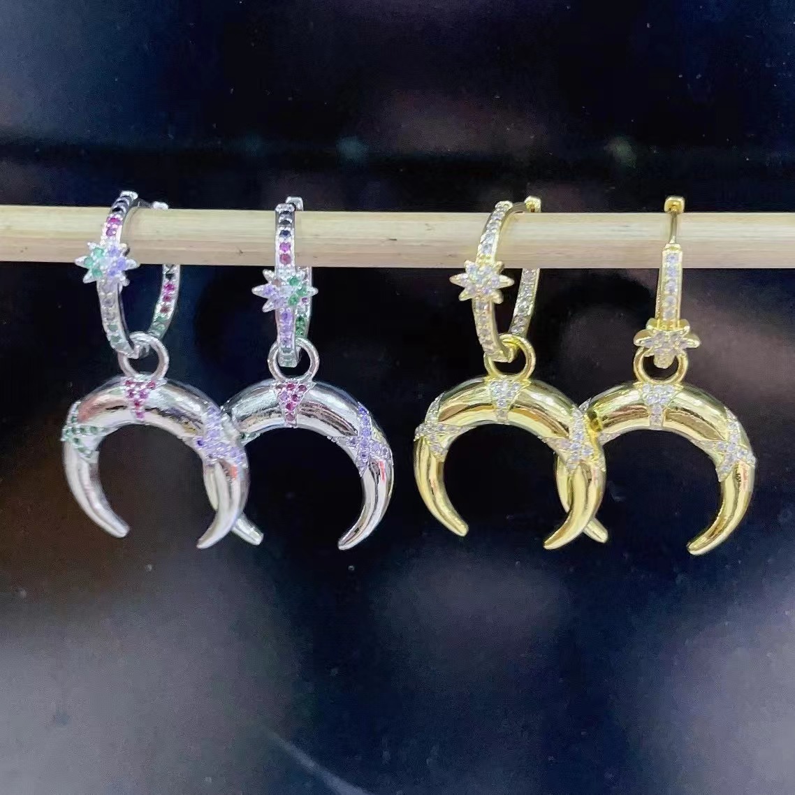 fine jewelry piercing near me Eco-Friendly Dainty Moon Drop everett fine jewelry Earrings: Copper-Plated Zircon, 18K Gold, Heritage-Inspired Craftsmanship 2025 fine jewelry trends