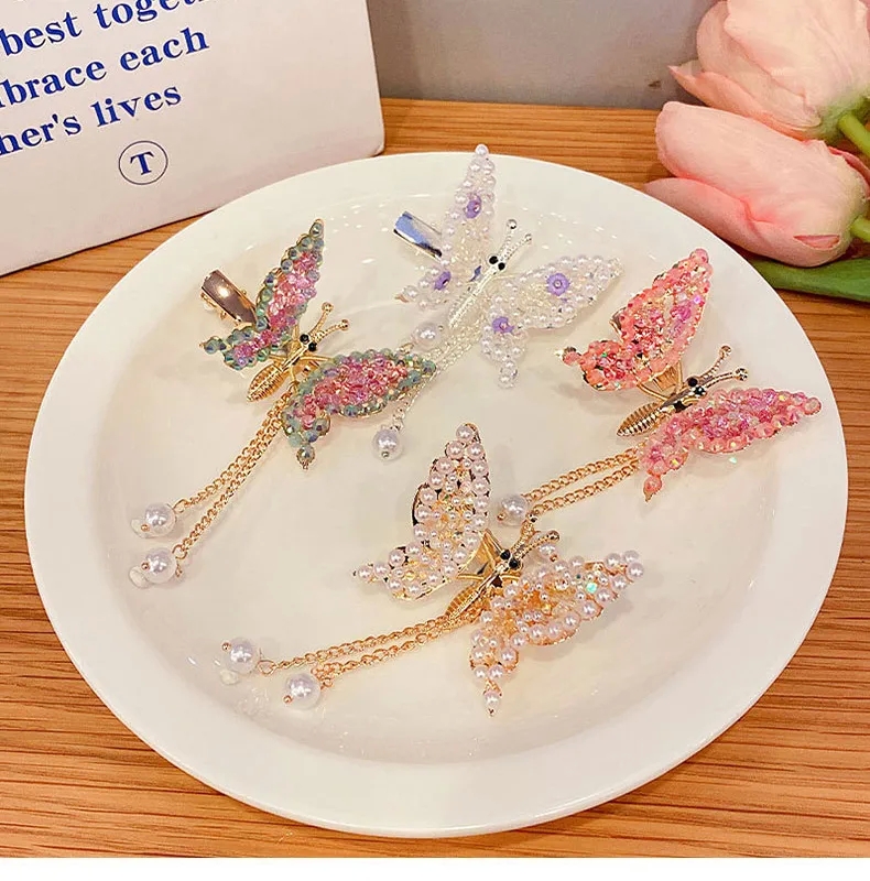hair accessories for men "Ethically Made Ethnic Butterfly Hair Clip with Alloy Metal 80s hair accessories & Pearls – Sweet Everyday Jewelry for Women" hair clips 99 cent store