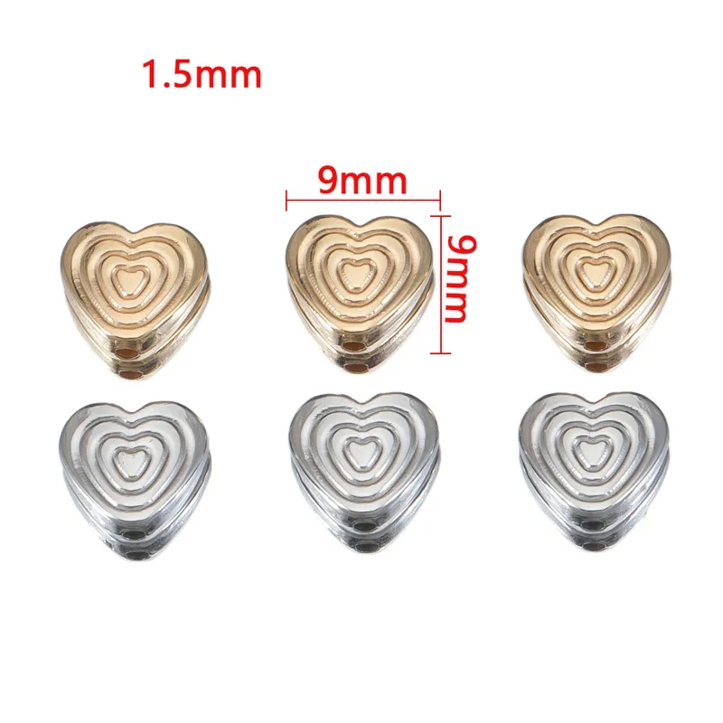 jewelry making rings "Ethically Made Recycled Plastic Heart Beads 9mm Diameter 1~1.9mm Hole Minimalist Ethnic Fashion is it easy to make jewelry Must-Have 50 PCS/Pack" 24k gold for jewelry making